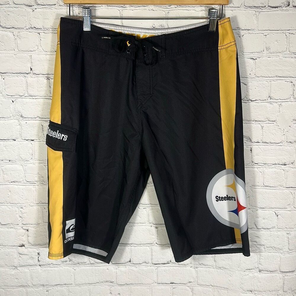 Quiksilver Pittsburgh Steelers Swim Trunks Board Shorts Swimwear size 31